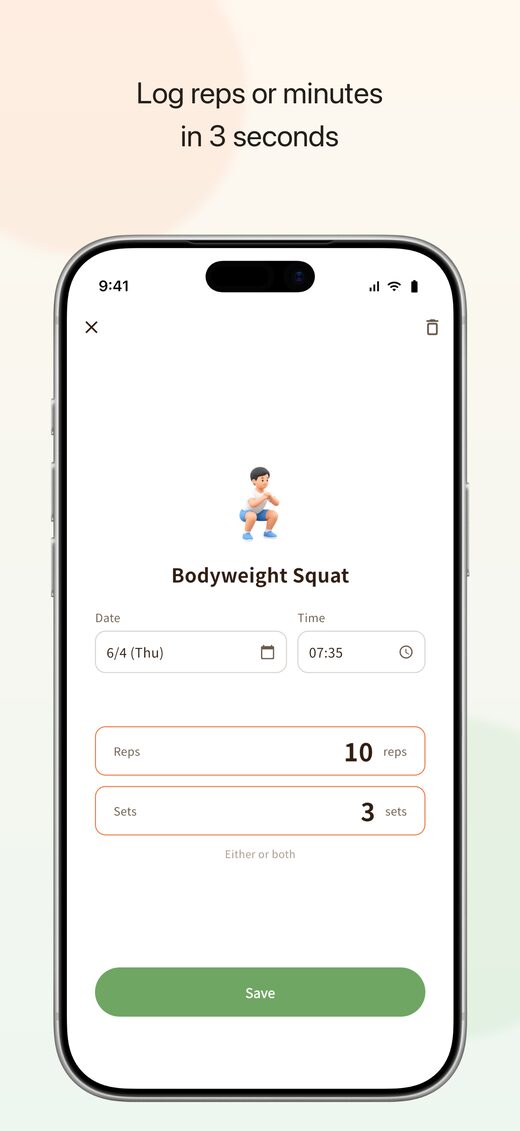 Screen for entering habit amounts